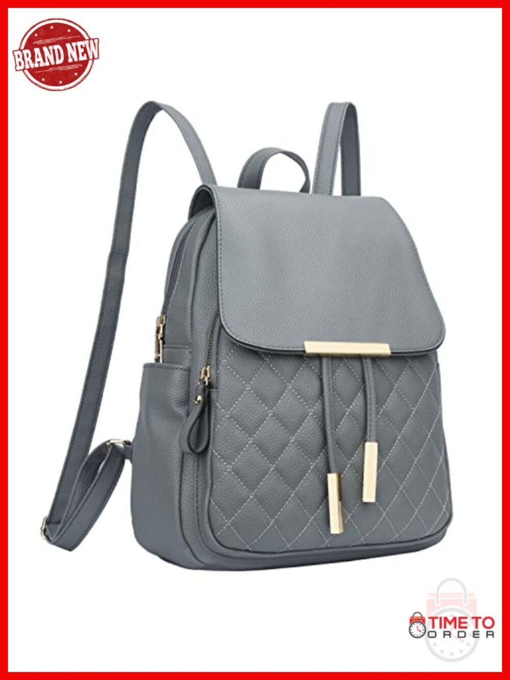 Quilted Faux Leather Fashion Backpack Purse with Pockets